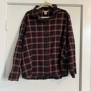 Woolrich women’s button up flannel plaid long sleeve shirt checkered red black
